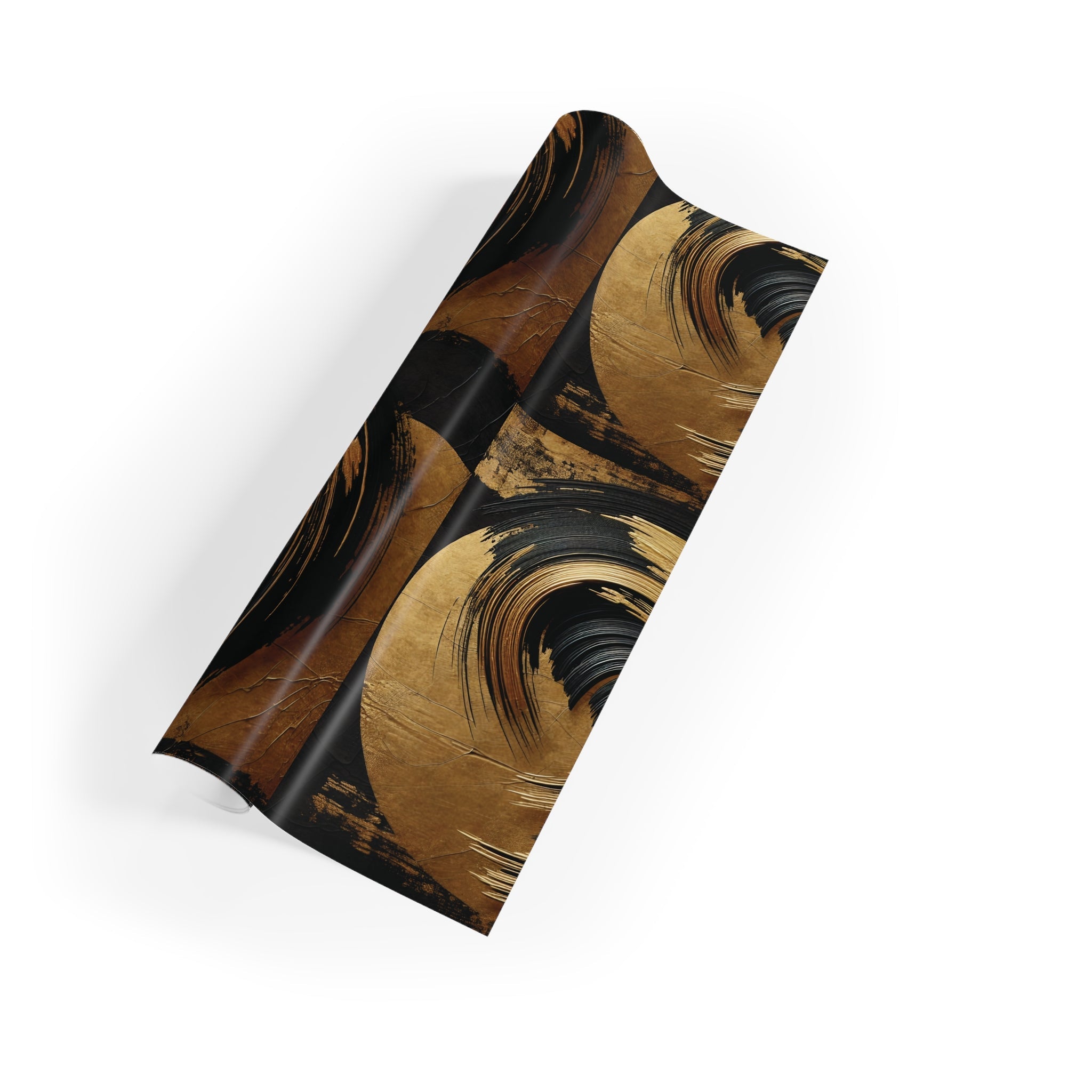 Gift Wrapping Paper - Rols - Golden brushstroke on the black background