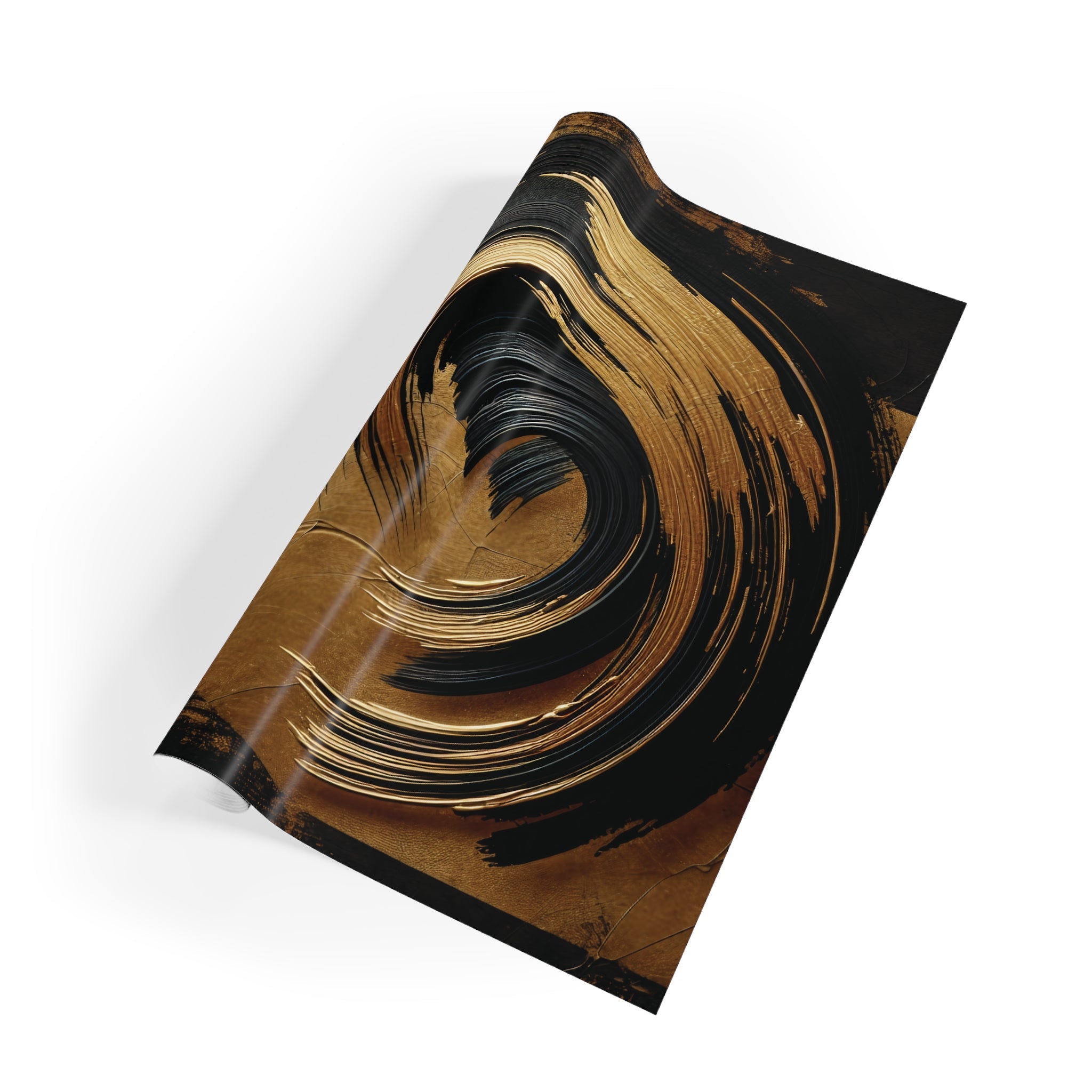 Gift Wrapping Paper - Rols - Golden brushstroke on the black background